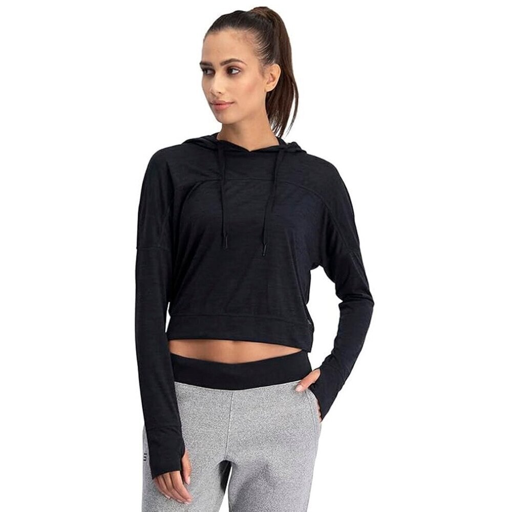 Three Sixty Six Women's Hoodie Crop Top Jet Black Size Medium NWT